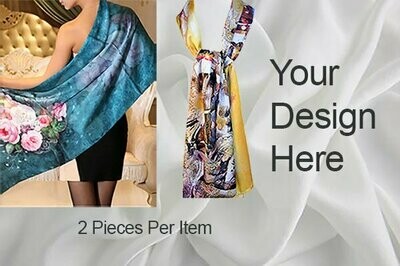 Silk Scarf on 14mm Silk Twill (*** The price is for 2 pieces ; *** The total number of scarves will be double of the quantity that you place into the cart)