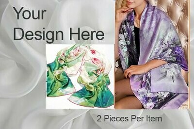 Silk Scarf on 16mm Silk Twill (*** The price is for 2 pieces ; *** The total number of scarves will be double of the quantity that you place into the cart)