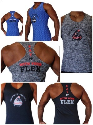 SAY IT WITH YOUR FLEX Stringer. Dri- Fit Material - Charcoal black