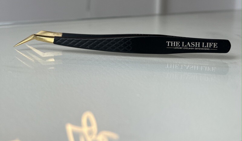 Angled Tweezer - Black and Gold