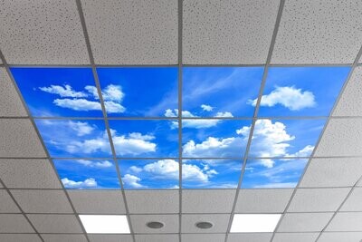 Sky Clouds LED Ceiling Light Panels SC1 - 600x600 - Blue Sky with Fluffy Clouds