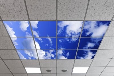 Sky Clouds LED Ceiling Light Panels SC4 - 600x600 - Dark Blue Sky with Fluffy Cumulus Clouds