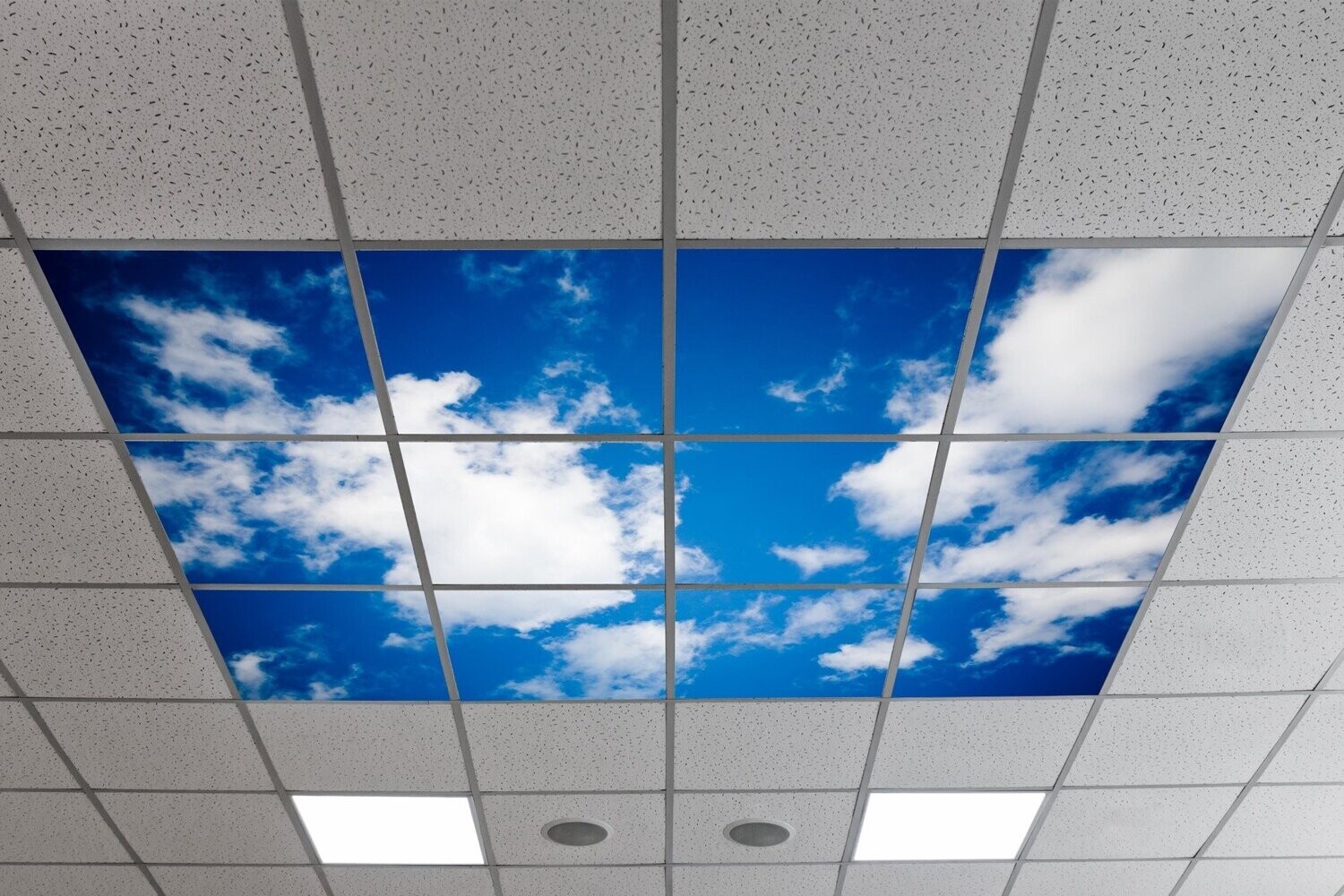 Sky Clouds LED Ceiling Light Panels SC2 - 600x600 - Dark Blue Sky with Cumulus Clouds