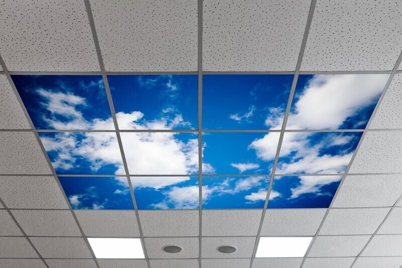 Sky Clouds LED Ceiling Light Panels SC2 - 600x600 - Dark Blue Sky with Cumulus Clouds