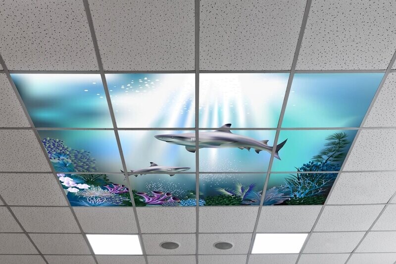 Underwater LED Ceiling Panels U3 - Coral Reef with Sharks