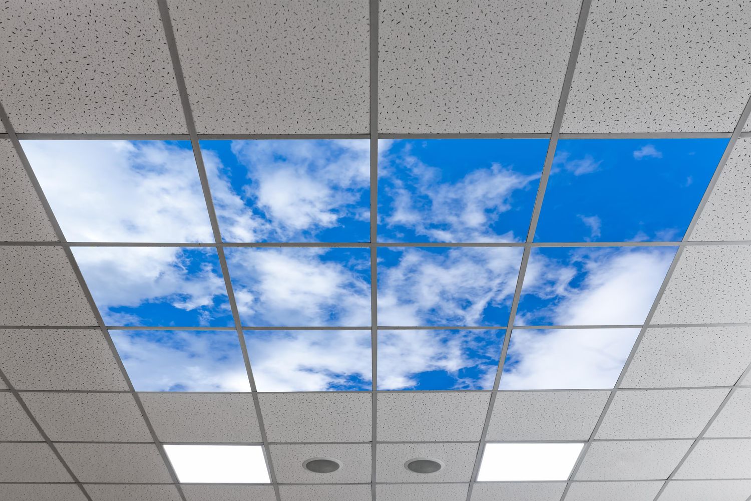 Sky Clouds LED Ceiling Light Panels SC5 - 600x600 - Blue Sky with Cumulus Clouds