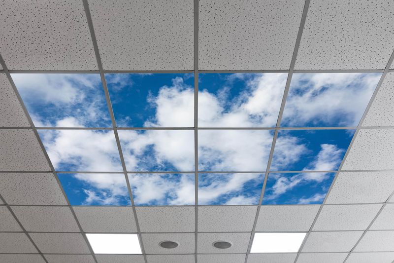 Sky Clouds LED Ceiling Light Panels - Blue Sky with Soft Cloud Design - 600x600