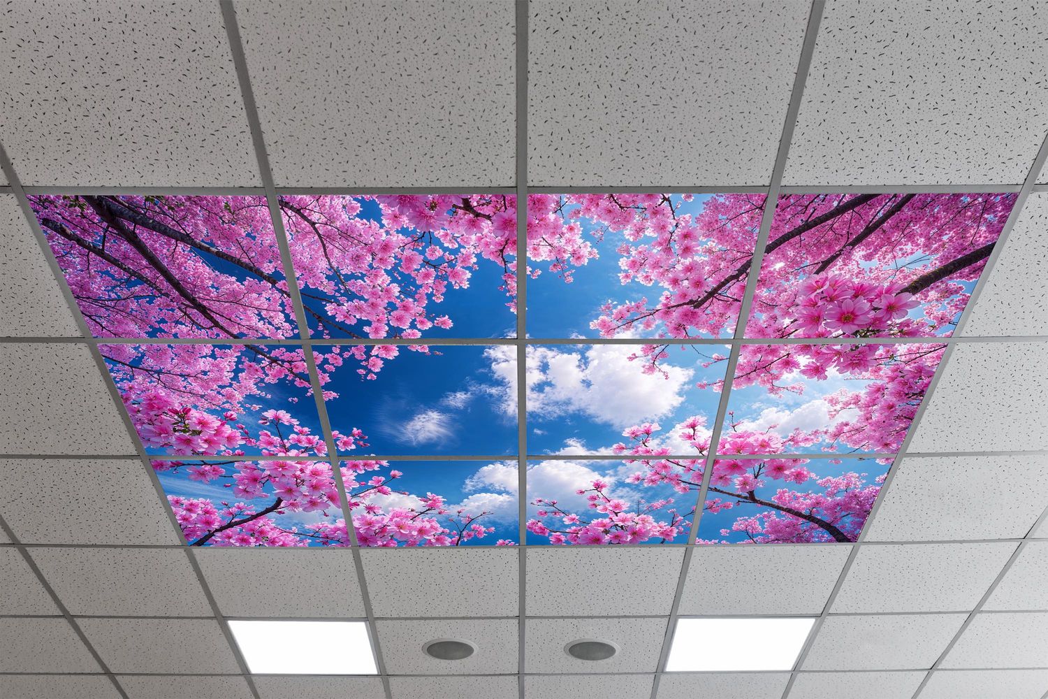 Sky Trees Flowers LED Ceiling Light Panels - Cherry Blossom Sky - 600x600