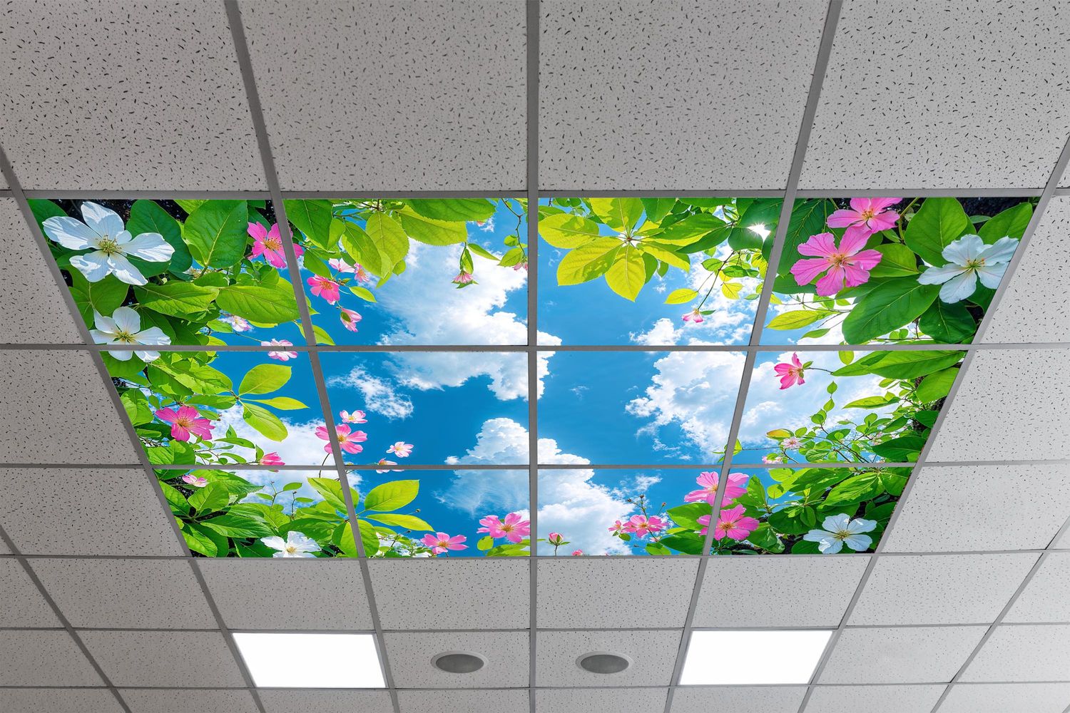 Sky Trees Flowers LED Ceiling Light Panels - Blossom Canopy Skyview - 600x600