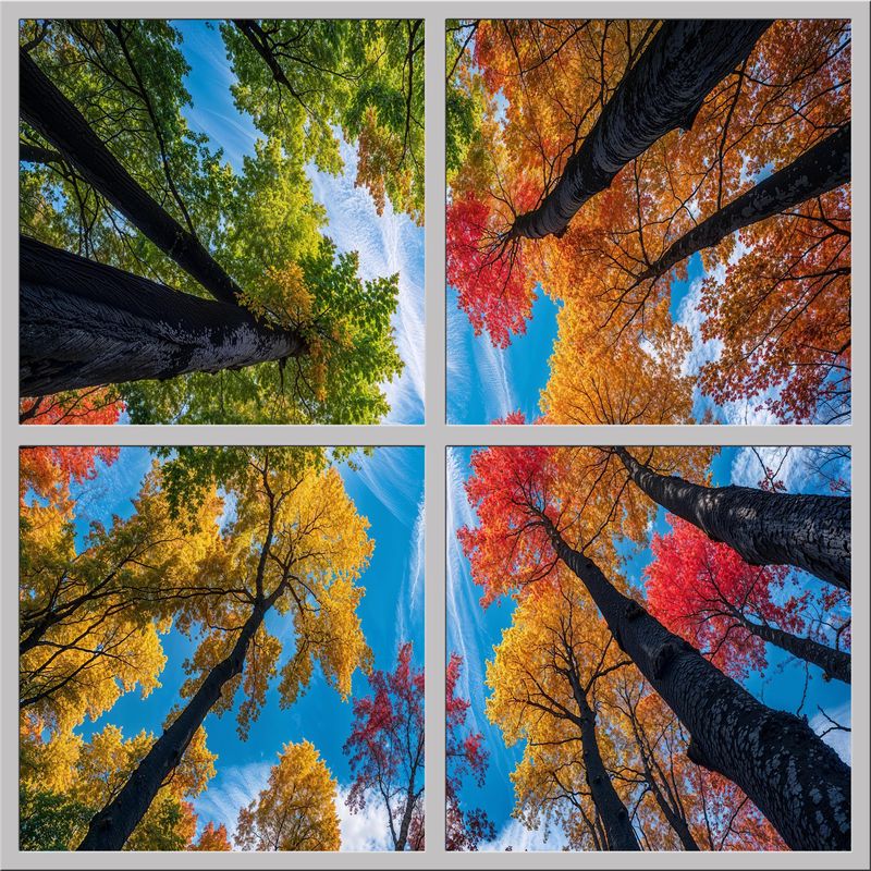 Sky Trees Flowers LED Ceiling Light Panels - Autumn Spectrum Canopy - 600x600
