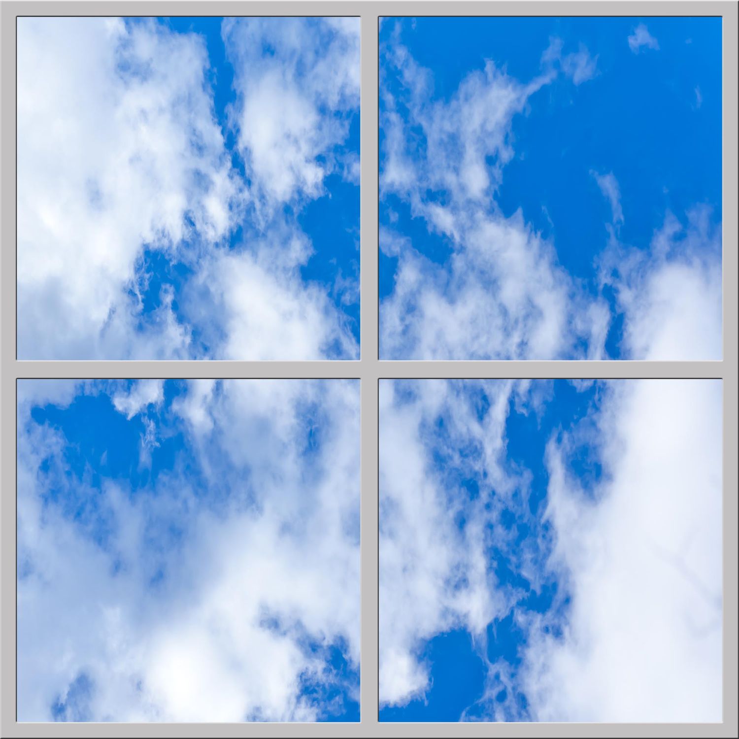 Sky Clouds LED Ceiling Light Panels - Bright Blue Sky with Scattered Clouds - 600x600 Sky Clouds LED Ceiling Light Panels - Bright Blue Sky with Scattered Clouds - 600x600