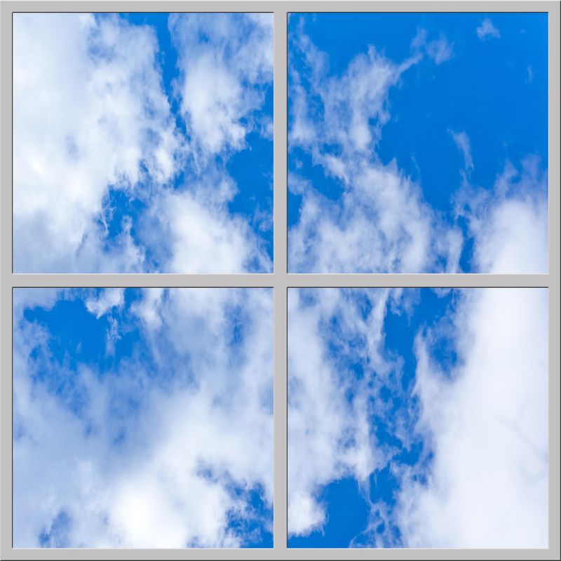 Sky Clouds LED Ceiling Light Panels - Bright Blue Sky with Scattered Clouds - 600x600