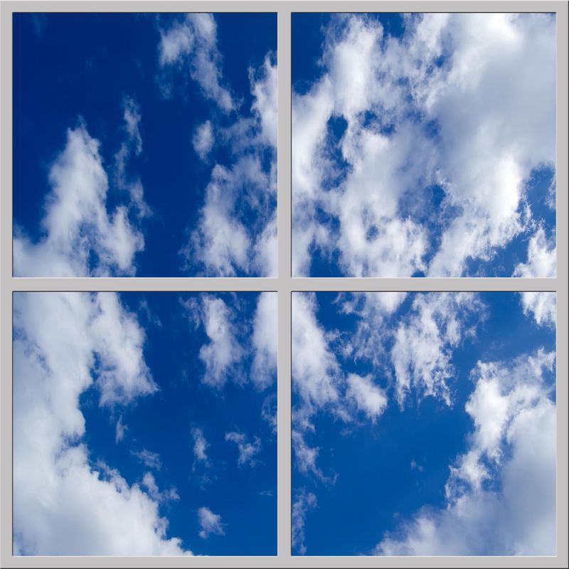 Sky Clouds LED Ceiling Light Panels - Deep Blue Sky with Scattered Clouds - 600x600