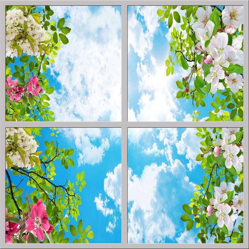 Sky Trees Flowers LED Ceiling Light Panels - Blossoms and Clouds - 600x600