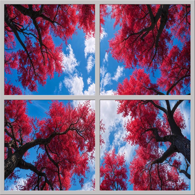 Sky Trees Flowers LED Ceiling Light Panels - Red Maple Canopy - 600x600