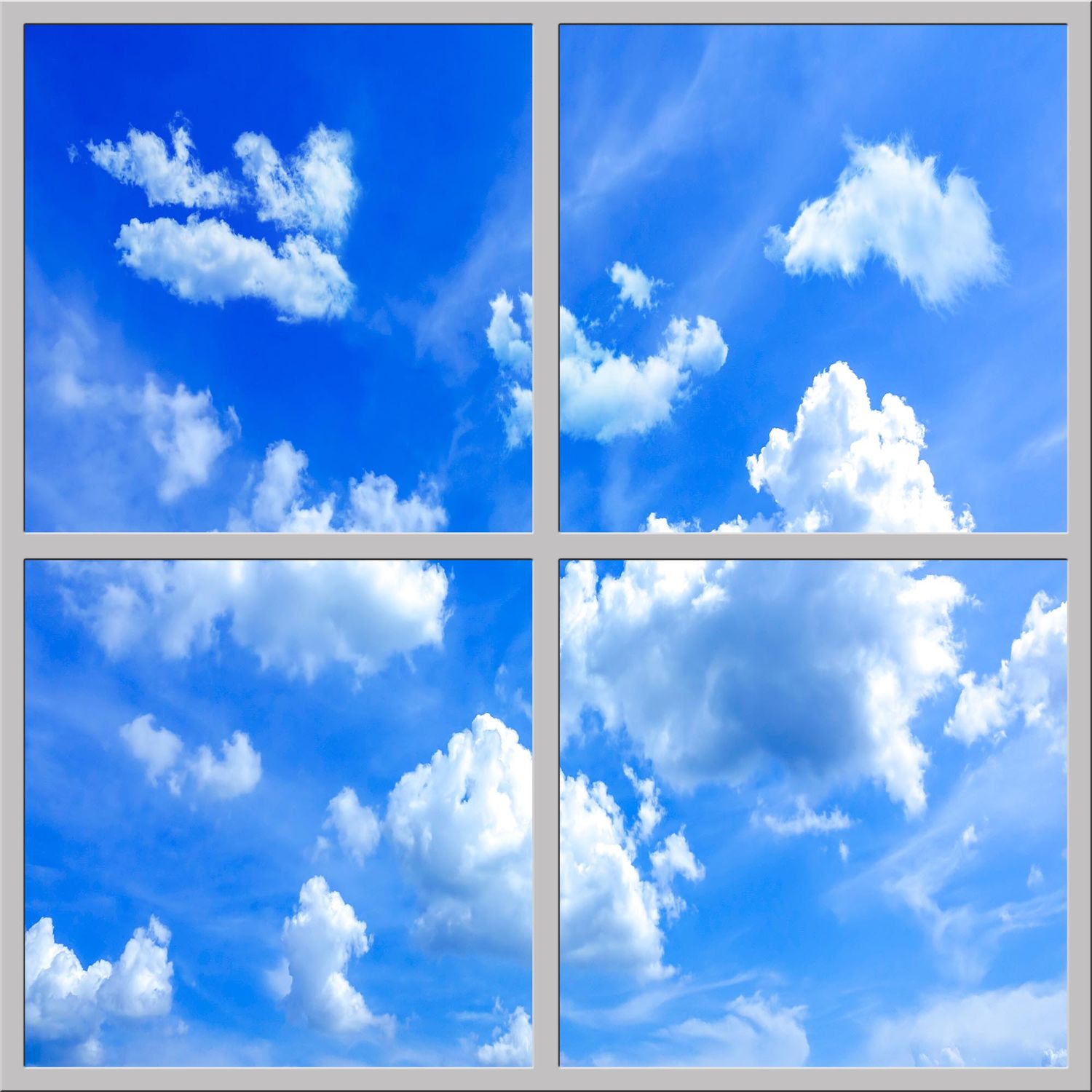 Sky Clouds LED Ceiling Light Panels - Vivid Blue Sky with Fluffy White Clouds - 600x600
