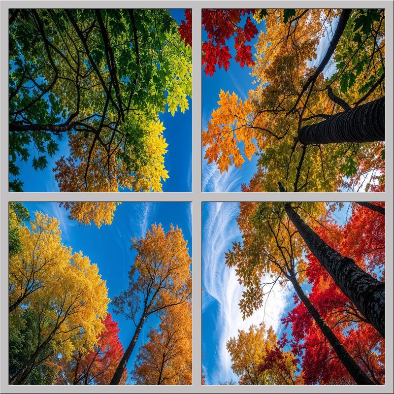 Sky Trees Flowers LED Ceiling Light Panels - Autumn Canopy Sky View - 600x600
