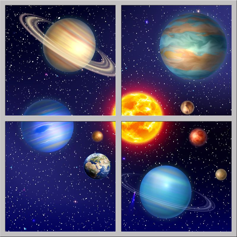 Space LED Ceiling Light Panels - Galaxy Solar System - 600x600