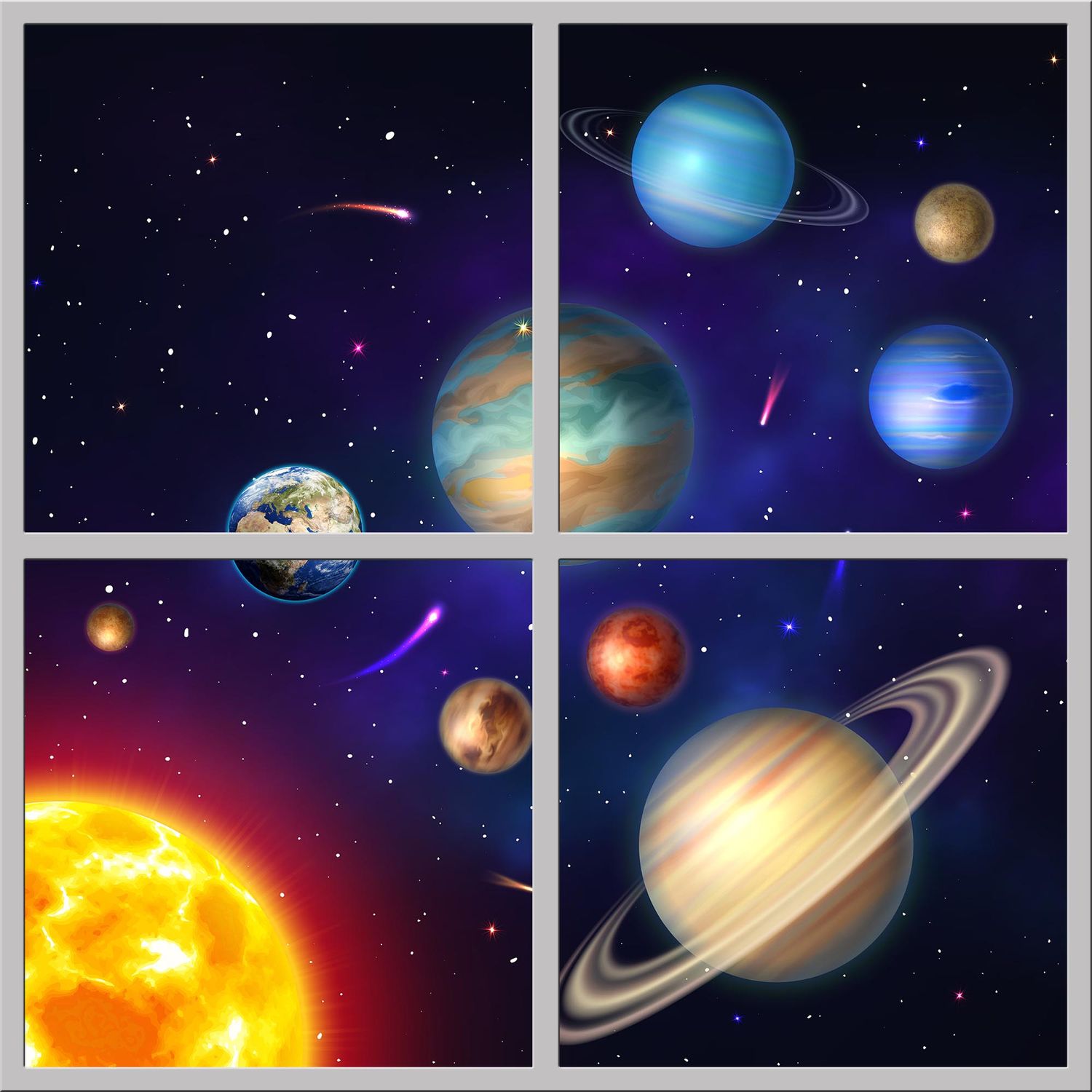 Space LED Ceiling Light Panels - Solar System Planets - 600x600 Space LED Ceiling Light Panels - Solar System Planets - 600x600