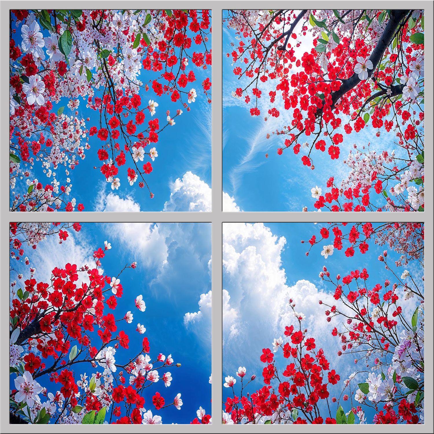 Sky Trees Flowers LED Ceiling Light Panels - Red and White Blossom Canopy - 600x600 Sky Trees Flowers LED Ceiling Light Panels - Red and White Blossom Canopy - 600x600
