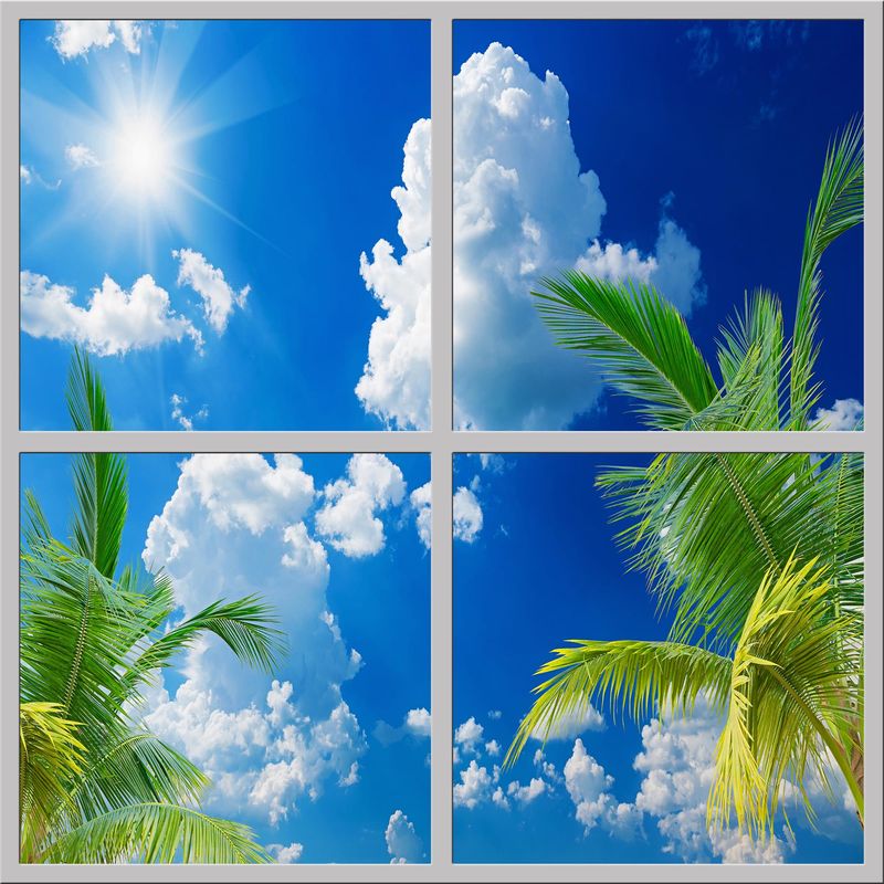 Sky Tropical Trees LED Ceiling Light Panels - Sunny Palms - 600x600