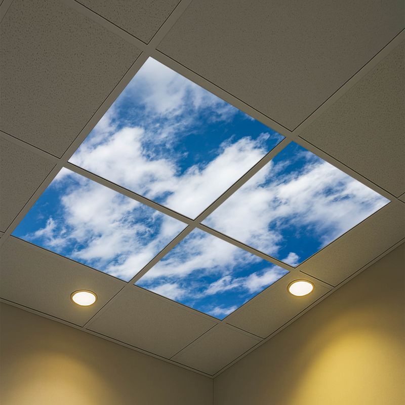 Sky Clouds LED Ceiling Light Panels - Blue Sky with Soft Cloud Design - 600x600