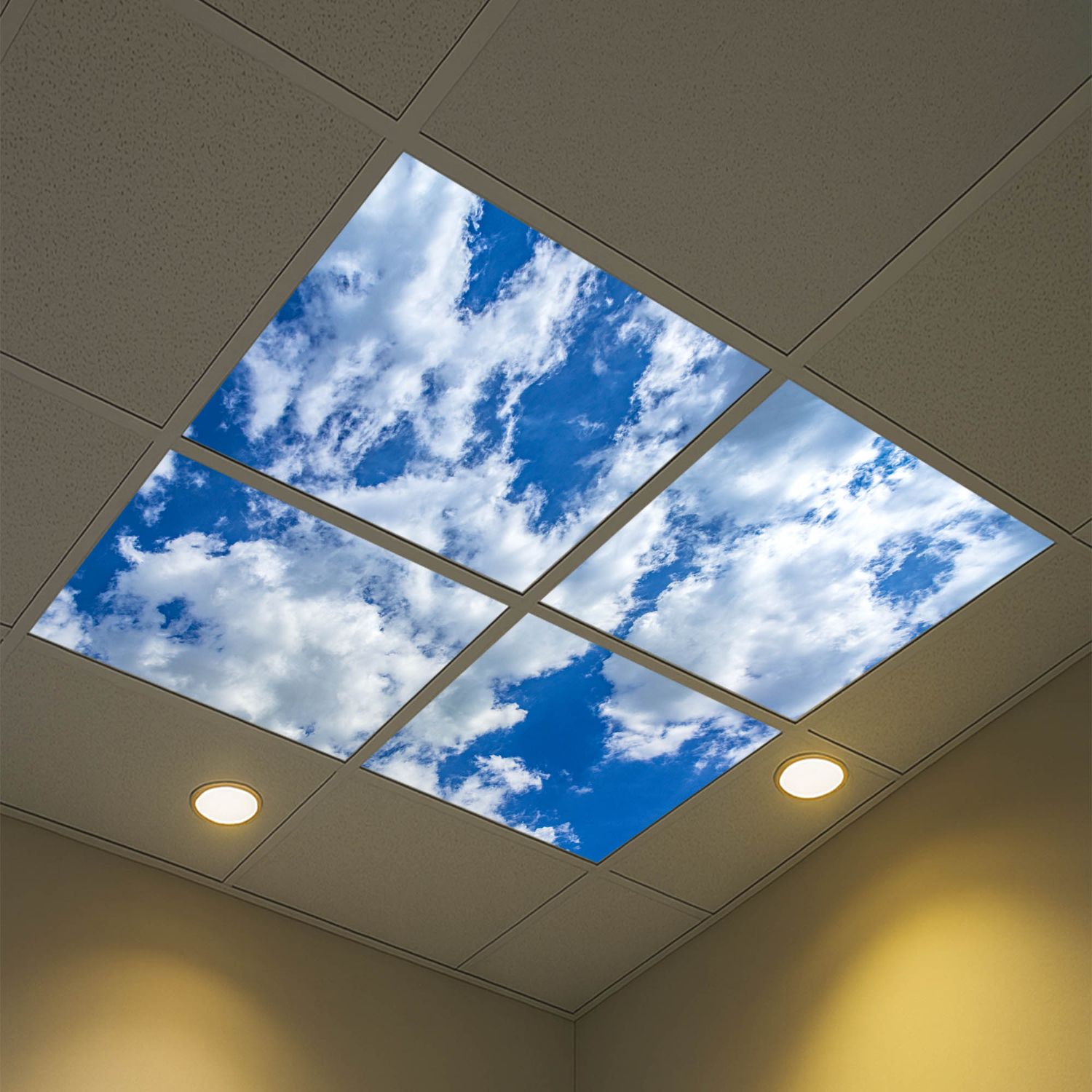 Sky Clouds LED Ceiling Light Panels - Wispy Blue Sky Clouds - 600x600 Sky Clouds LED Ceiling Light Panels - Wispy Blue Sky Clouds - 600x600