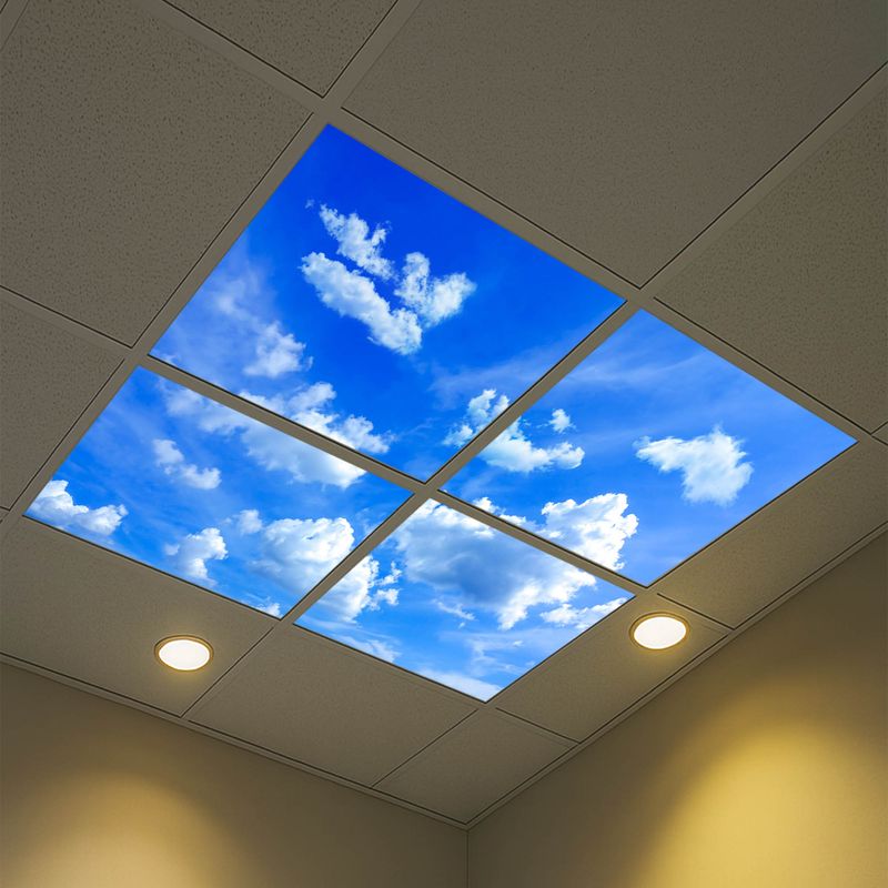 Sky Clouds LED Ceiling Light Panels - Vivid Blue Sky with Fluffy White Clouds - 600x600