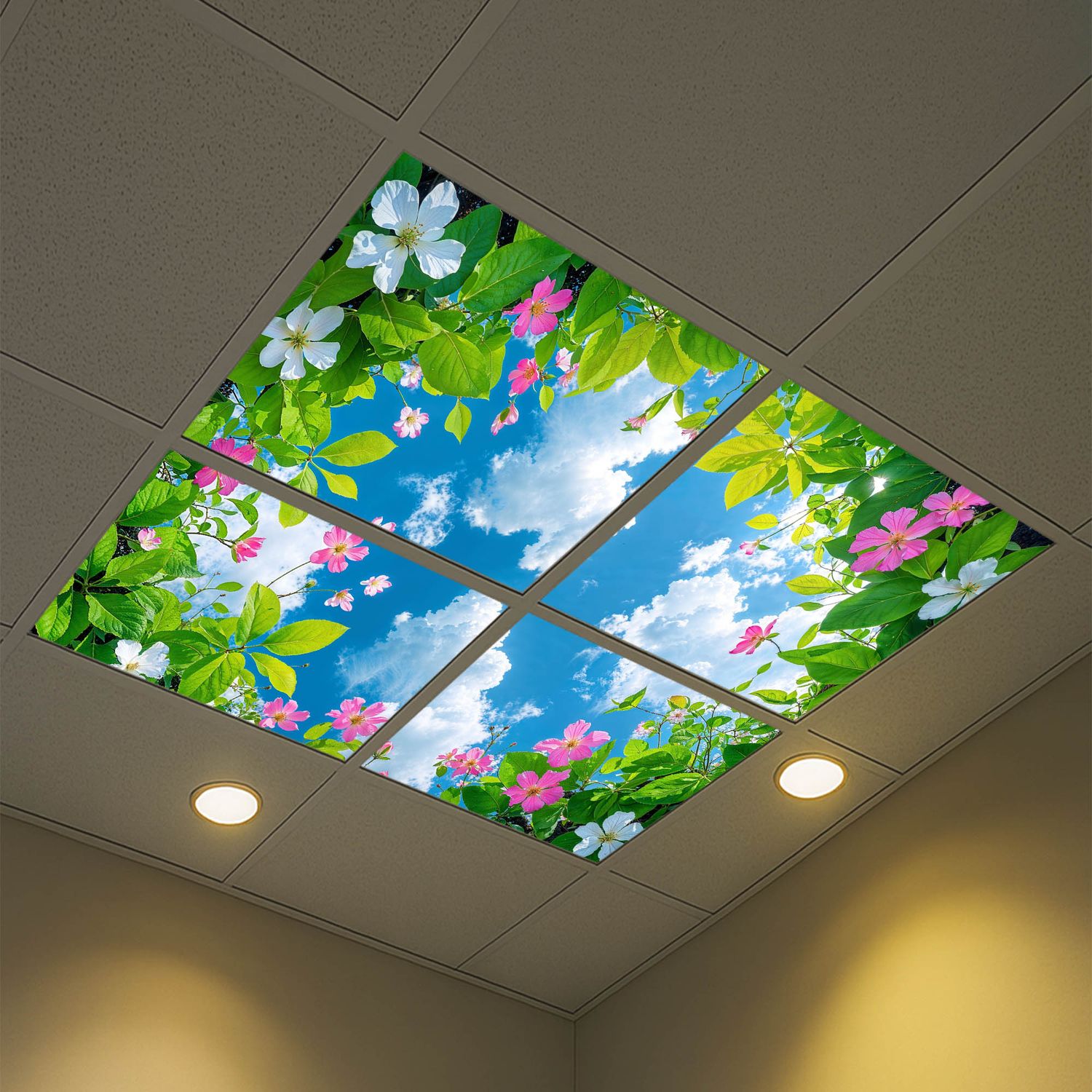 Sky Trees Flowers LED Ceiling Light Panels - Blossom Canopy Skyview - 600x600 Sky Trees Flowers LED Ceiling Light Panels - Blossom Canopy Skyview - 600x600