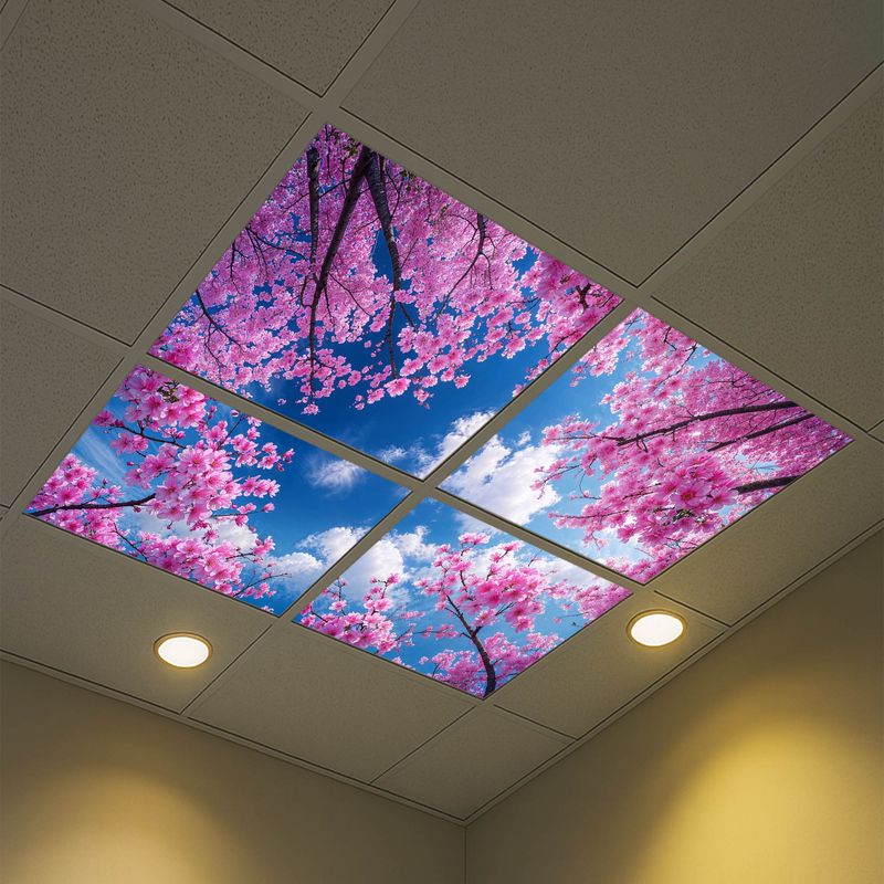 Sky Trees Flowers LED Ceiling Light Panels - Cherry Blossom Sky - 600x600