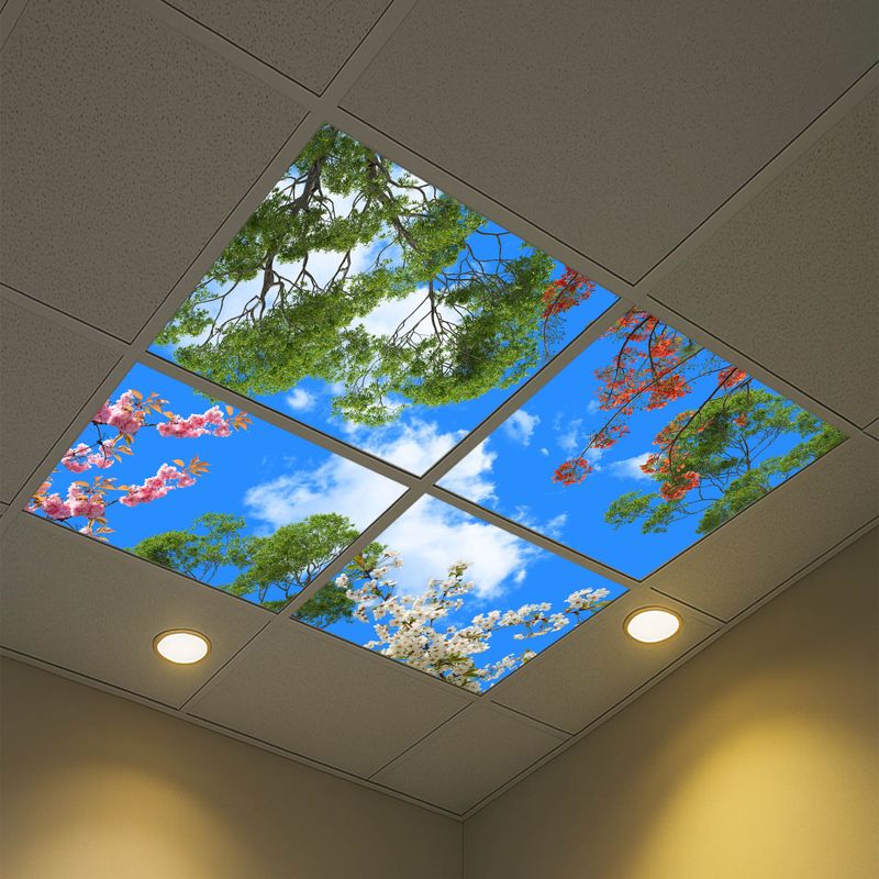 Sky Trees Flowers LED Ceiling Light Panels - Spring Blossom Canopy - 600x600