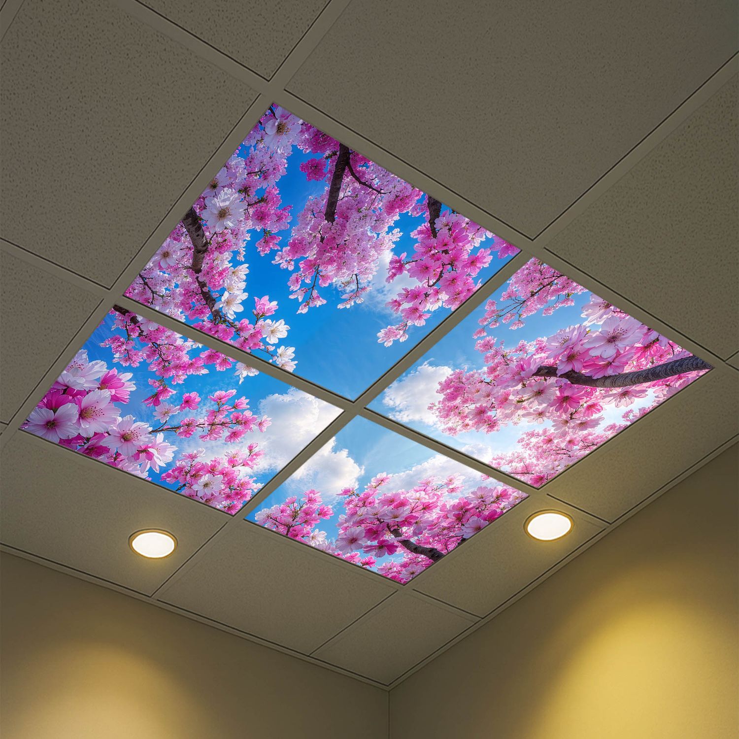 Sky Trees Flowers LED Ceiling Light Panels - Cherry Blossom Sky - 600x600 Sky Trees Flowers LED Ceiling Light Panels - Cherry Blossom Sky - 600x600