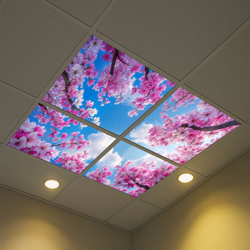 Sky Trees Flowers LED Ceiling Light Panels - Cherry Blossom Sky - 600x600