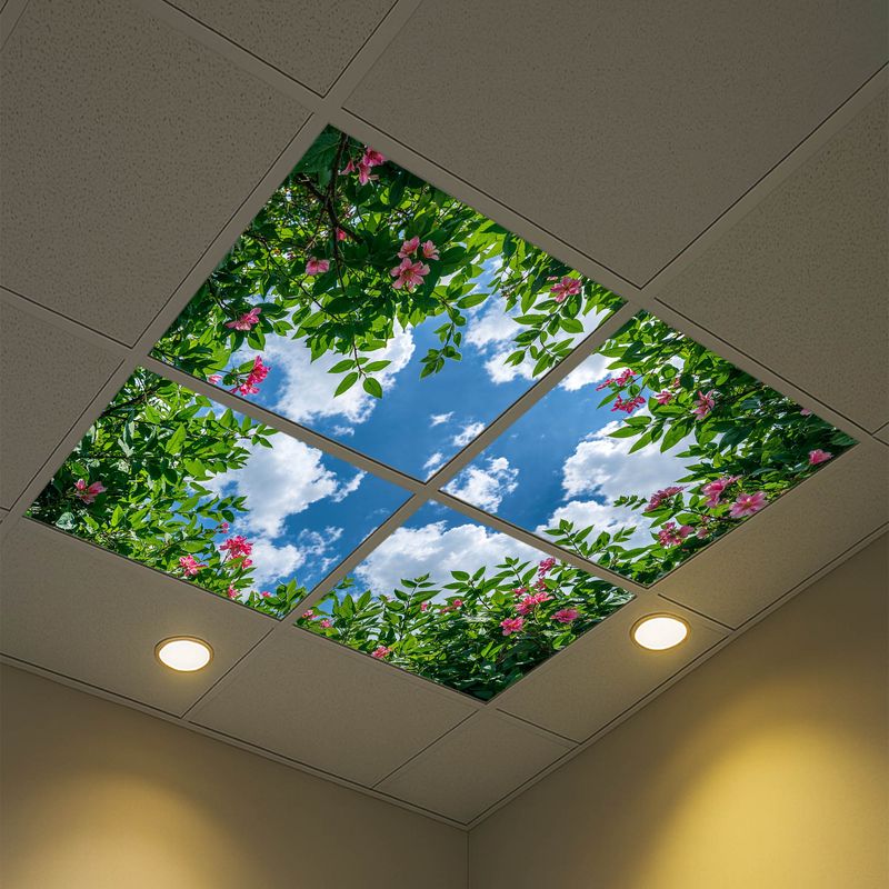 Sky Trees Flowers LED Ceiling Light Panels - Pink Blossom Canopy - 600x600