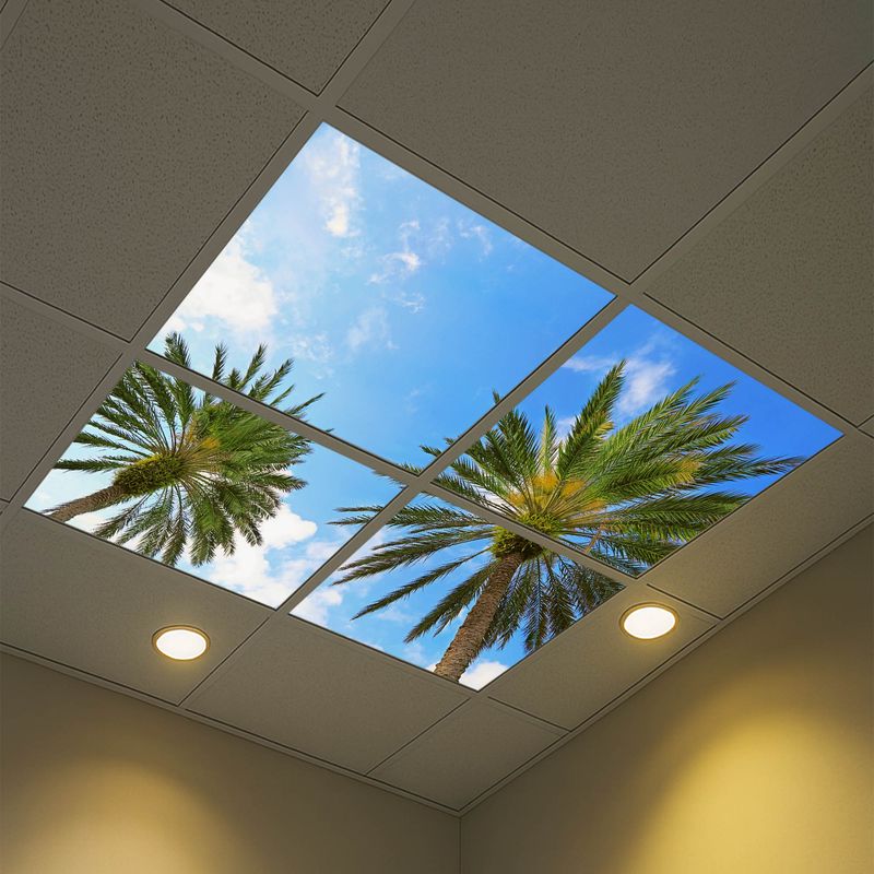 Sky Tropical Trees LED Ceiling Light Panels - Palm Canopy - 600x600