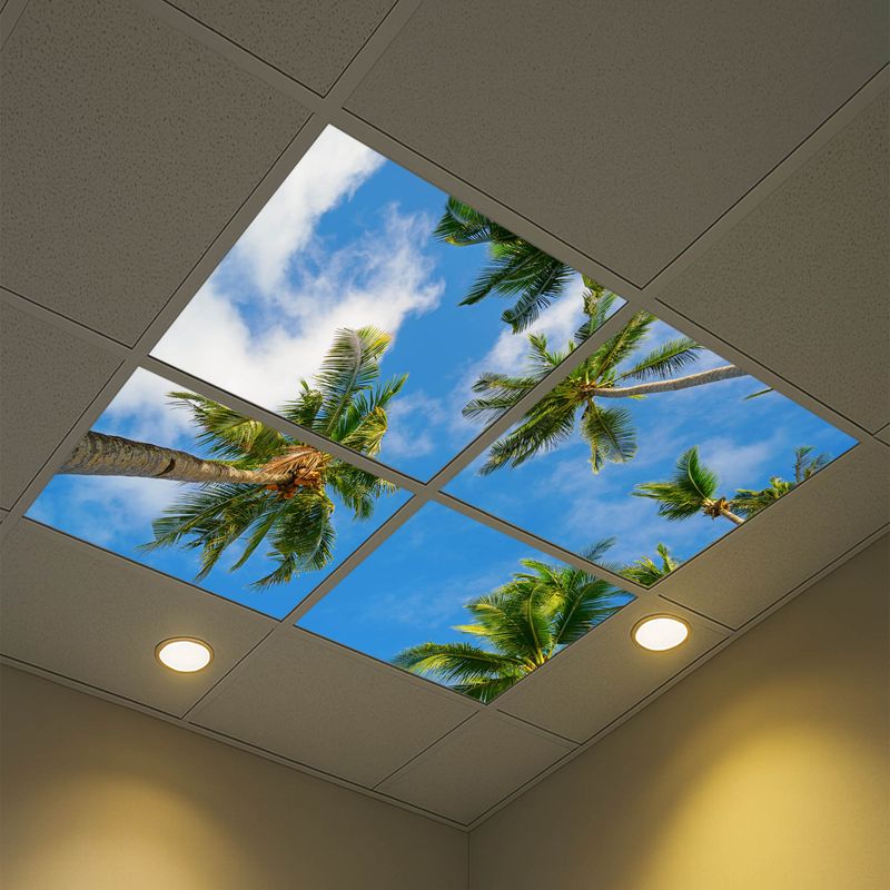 Sky Tropical Trees LED Ceiling Light Panels - Palm View - 600x600