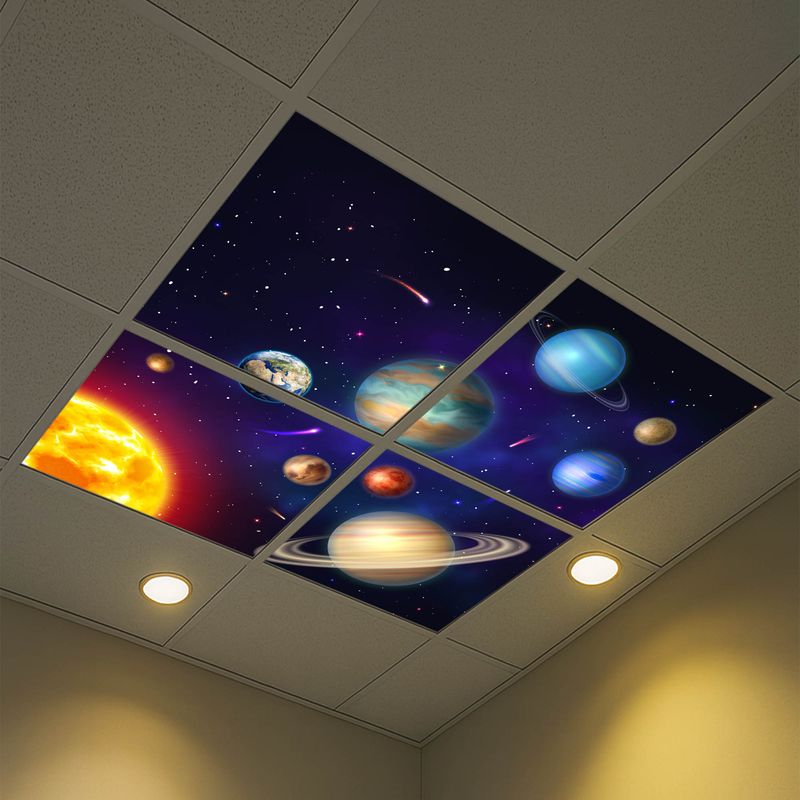Space LED Ceiling Light Panels - Solar System Planets - 600x600