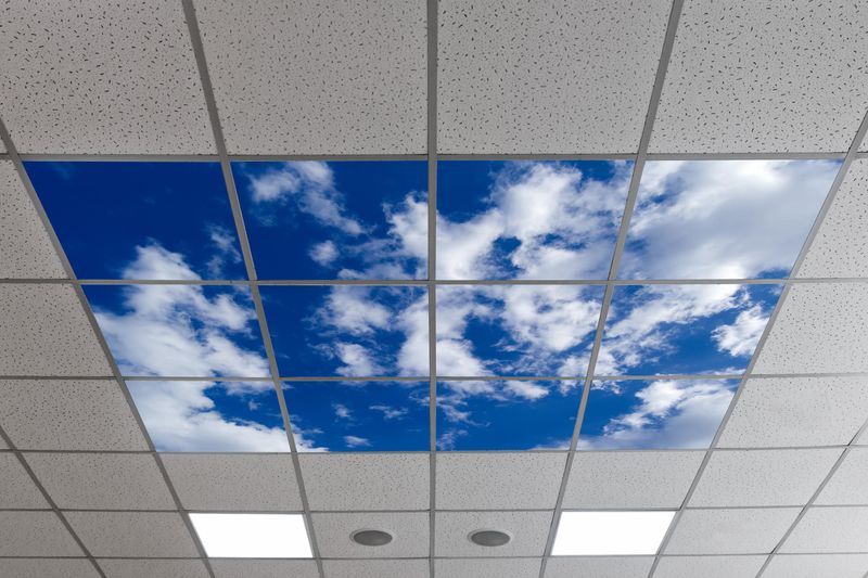 Sky Clouds LED Ceiling Light Panels - Deep Blue Sky with Scattered Clouds - 600x600