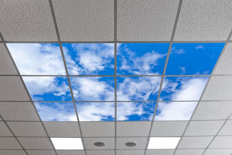 Sky Clouds LED Ceiling Light Panels - Bright Blue Sky with Scattered Clouds - 600x600