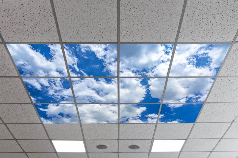 Sky Clouds LED Ceiling Light Panels - Wispy Blue Sky Clouds - 600x600