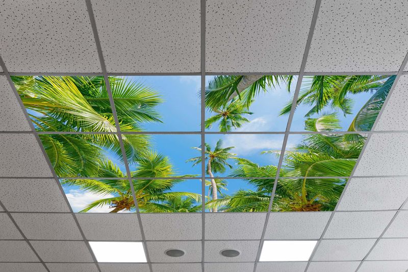 Sky Tropical Trees LED Ceiling Light Panels - Palm Canopy - 600x600