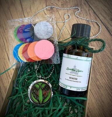 Buddha Balm Aromatherapy Angel Wings Necklace Gift Set - Winter Essential Oil Blend 25ml