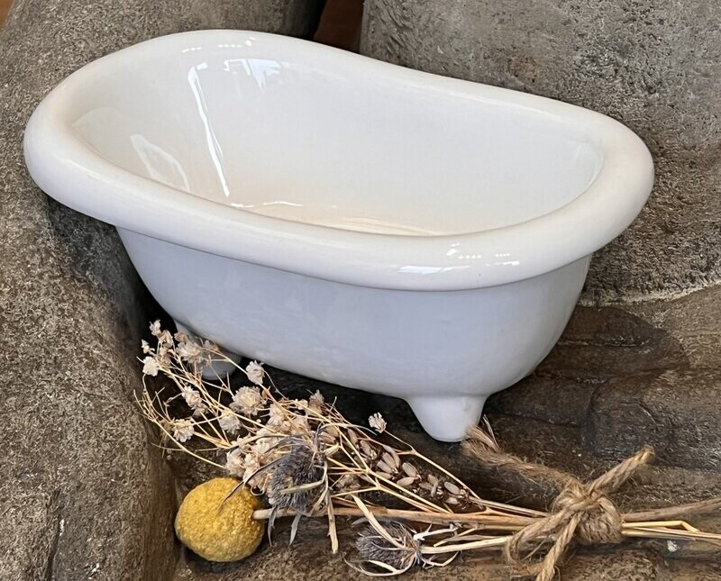 Soap Dish - White Ceramic Bath