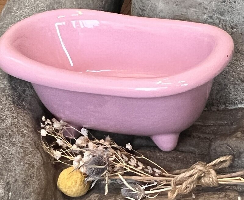 Soap Dish - Pink Ceramic Bath