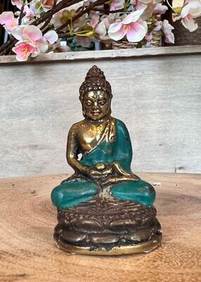Bronze / Green Mini Buddha Statue - 7cm