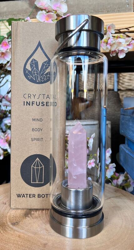 Rose Quartz Wand Glass Bottle