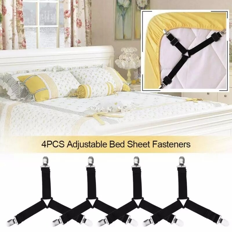4-Pcs Elastic Bed Sheet Grippers for any bed