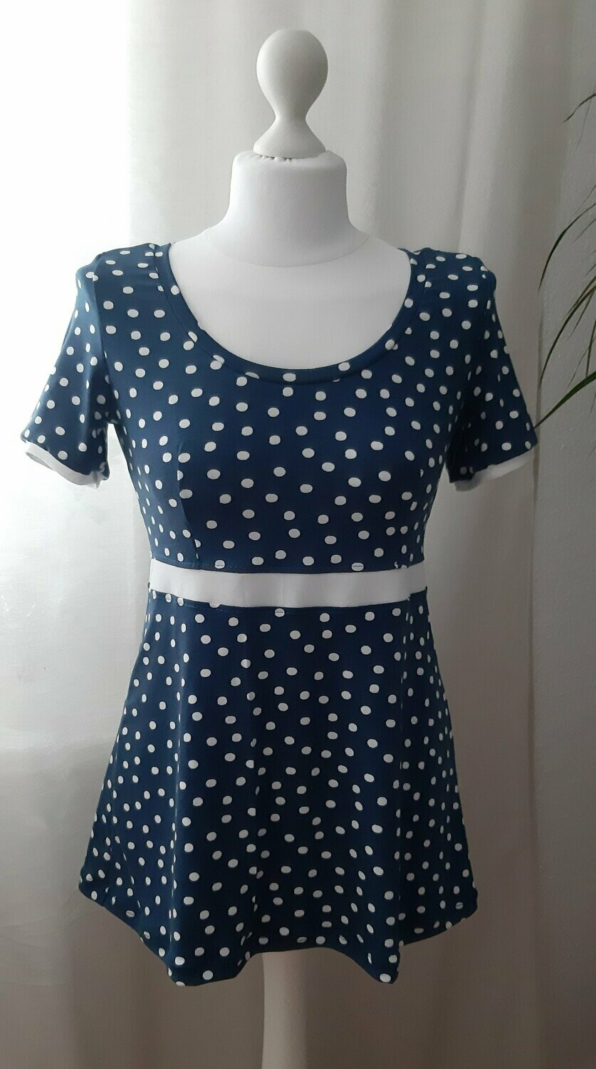 Longshirt Babydoll Tunika dunkelblau gepunktet Gr. 36