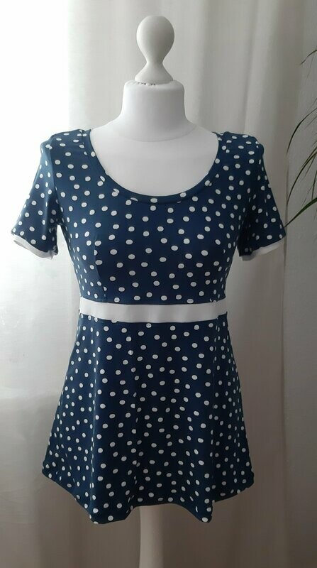 Longshirt Babydoll Tunika dunkelblau gepunktet Gr. 36