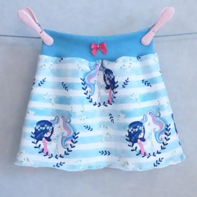 Rock hellblau Einhorn aus Jersey Gr. 104/110 Rock hellblau Einhorn aus Jersey Gr. 104/110